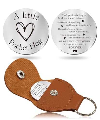 OUMILAN Pocket Hug Token Gifts for Men Boyfriend Girlfriend Inspirational Gift for Son Daughter Brother with Leather Keychain - Image 1