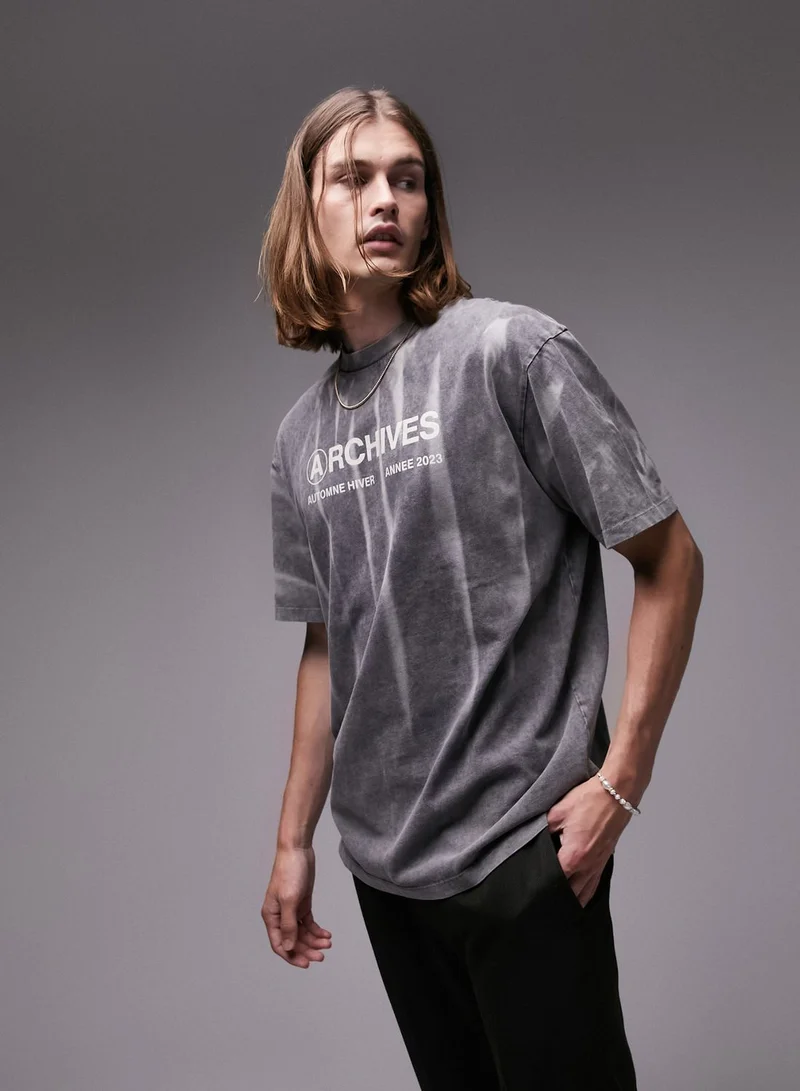 TOPMAN Graphic Oversize Crew Neck T-Shirt