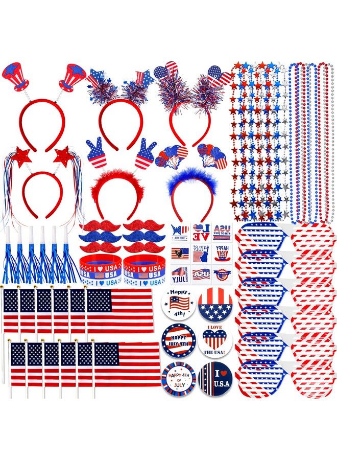 Lansian 4Th Of July Accessories Bulk Party Supplies 146Pcs Patriotic Party Favors Set For Independence Day Decorations Memorial Day Celebrations Usa Flags Themed Party Parades Classroom Rewards For Kids  - Image 1