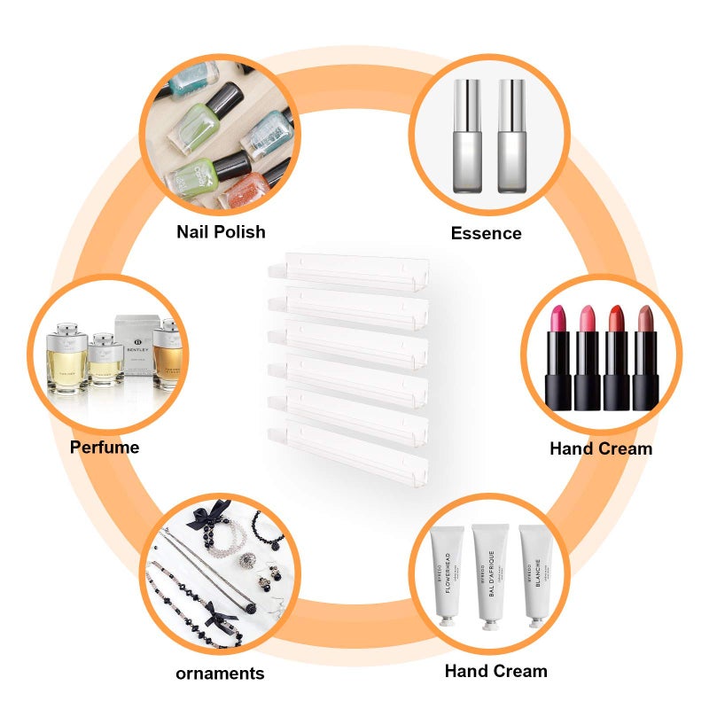 BTremary 15" Acrylic 6 Shelves Nail Polish Wall Mounted Holder Paint Organizer Storage Rack Clear Hanging Nail Polish Shelf Floating Wall Mount Nursery Bookshelves Vinyl Display Record Holder. - Image 2