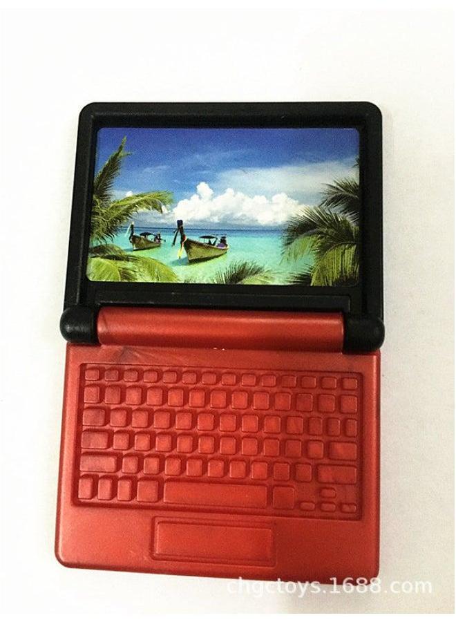 Miniature Office Doll Notebook Computer Accessories Handheld Shrink Food Play Model Toy Foldable 6.1g-Color:Big Red Room Black Cover-Height:Size: 4.3*3.5*0.7cm  - Image 1