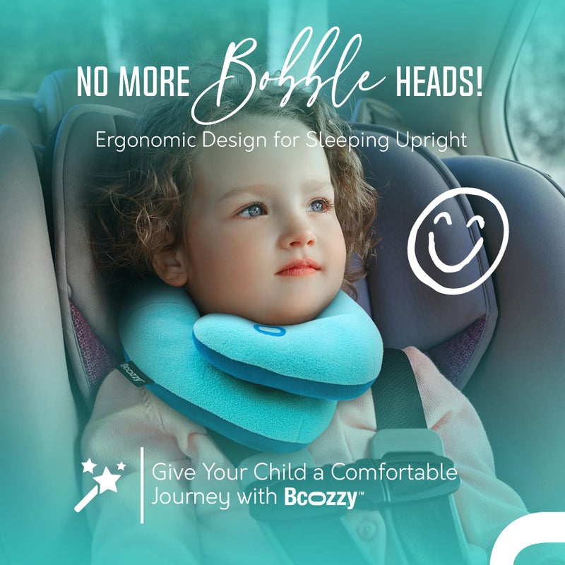 BCOZZY Kids Travel Neck Pillow (3-7 Y/O)- Patented Soft Toddler Pillow for Head & Chin Support in Car Seat, Airplane, and Road Trip Sleeping. Adjustable Size. Fully Washable. Carry Bag. Small, Hearts - Image 4