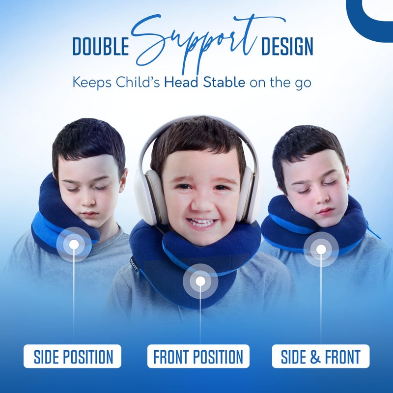 BCOZZY Kids Travel Neck Pillow (3-7 Y/O)- Patented Soft Toddler Pillow for Head & Chin Support in Car Seat, Airplane, and Road Trip Sleeping. Adjustable Size. Fully Washable. Carry Bag. Small, Hearts - Image 3