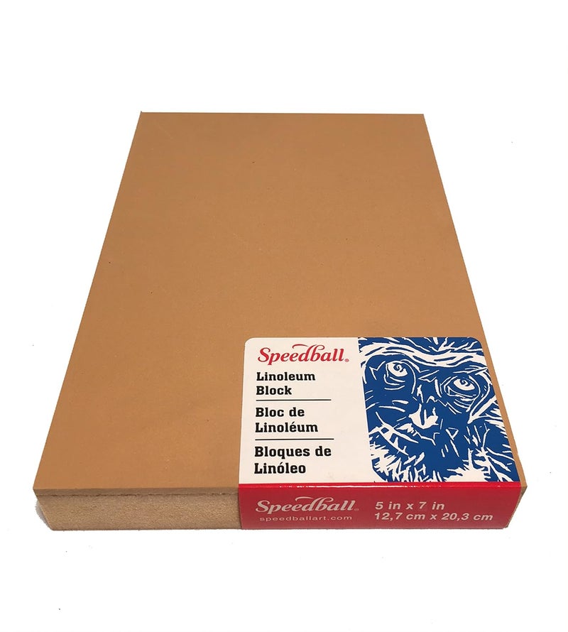 Speedball 4309 Premium Mounted Linoleum Block – Fine, Flat Surface for Easy Carving, Smoky Tan 5 x 7 Inches - Image 2