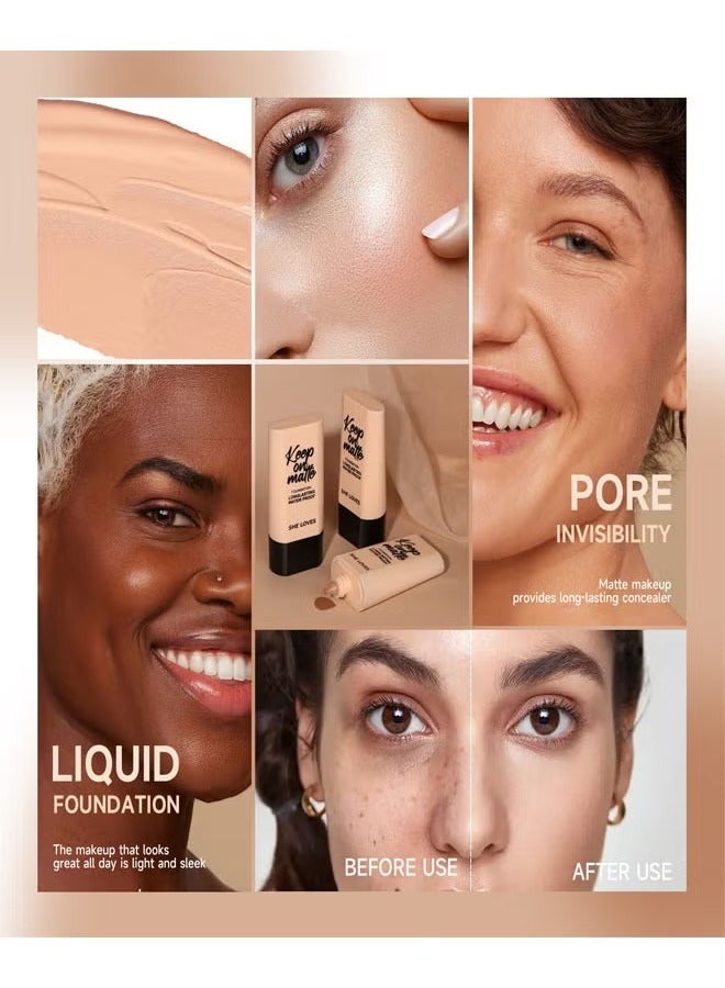 Sheloves 30ML Keep On Matte Longlasting Waterproof Makeup Liquid Foundation 04 Buff Beige, Feels Lightweight and Comfortable Buildable A Flawless Natural Looking, Concealer Foundation to Cover Redness - Image 5