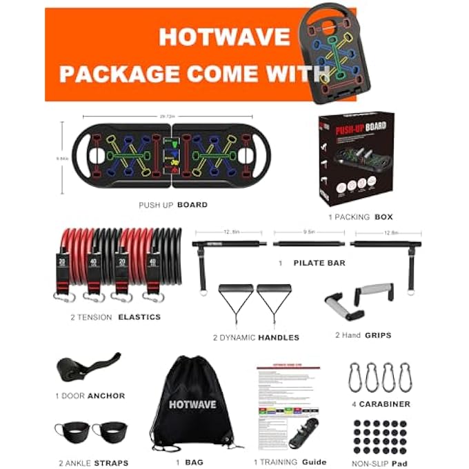 Hot Wave Push Up Board Fitness, Portable Foldable 20 In 1 Push Up Bar At Home Gym, Pushup Handles For Floor. Professional Strength Training Equipment For Man And Women,Patent Pending - Image 5