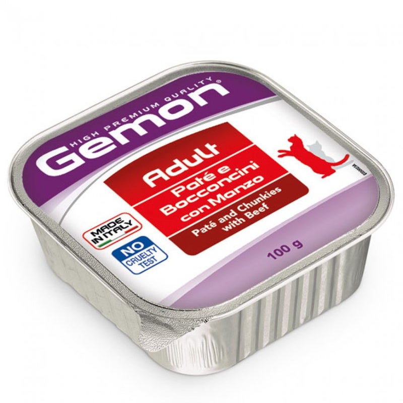 GEMON Adult Cat Pate - Beef - Tray - BOX - 32*100g