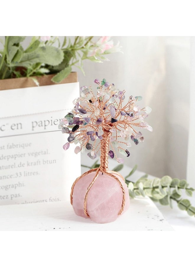 mookaitedecor mookaitedecor Fluorite Crystal Money Tree Crystals Base & Rose Quartz Elephant Statue Figurine for Feng Shui, Wealth and Luck  - Image 3
