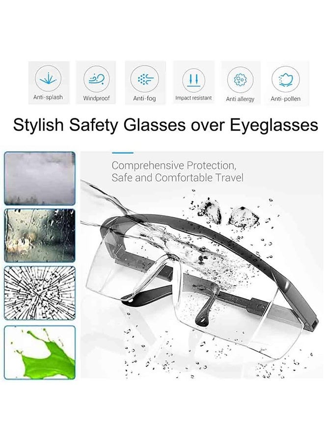 إم إكس إن مجموعة من 3 نظارات أمان - نظارات حماية للعين مضادة للضباب، عدسات شفافة ملفوفة مقاومة للخدش، نظارات أمان ومقابض مضادة للانزلاق، نظارات مختبر قابلة للتعديل - Image 4