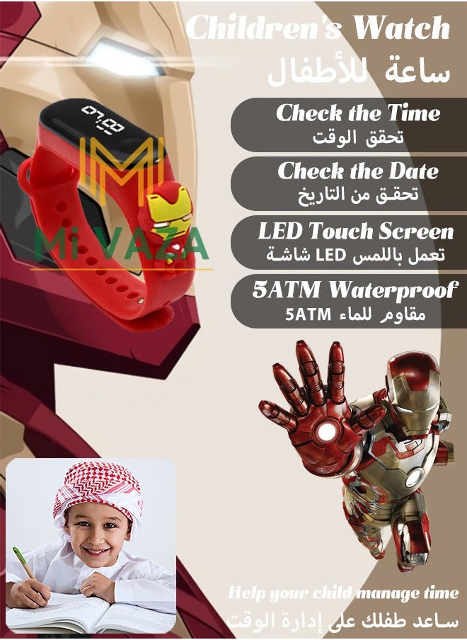 Mi VAZA ساعة M3 Cartoon للأطفال LED إلكترونية تعمل باللمس مقاومة للماء - هدايا كرتونية رائعة للأطفال - تصميم LED مقاوم للماء يوميًا للرياضات الرقمية للأطفال الصغار 