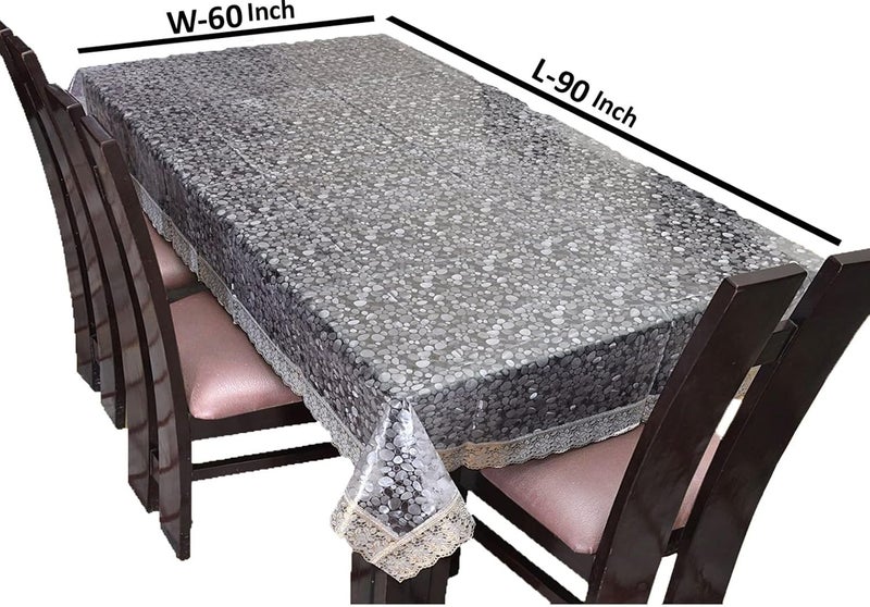 HOMECROWN Waterproof 6 Seater Dining Table Cover 3D Pattern Transparent PVC Plastic Rectangular Table Cover with Embroidered Golden Lace Border Clear Color 60X90 Inches Pack of 1 - Image 4