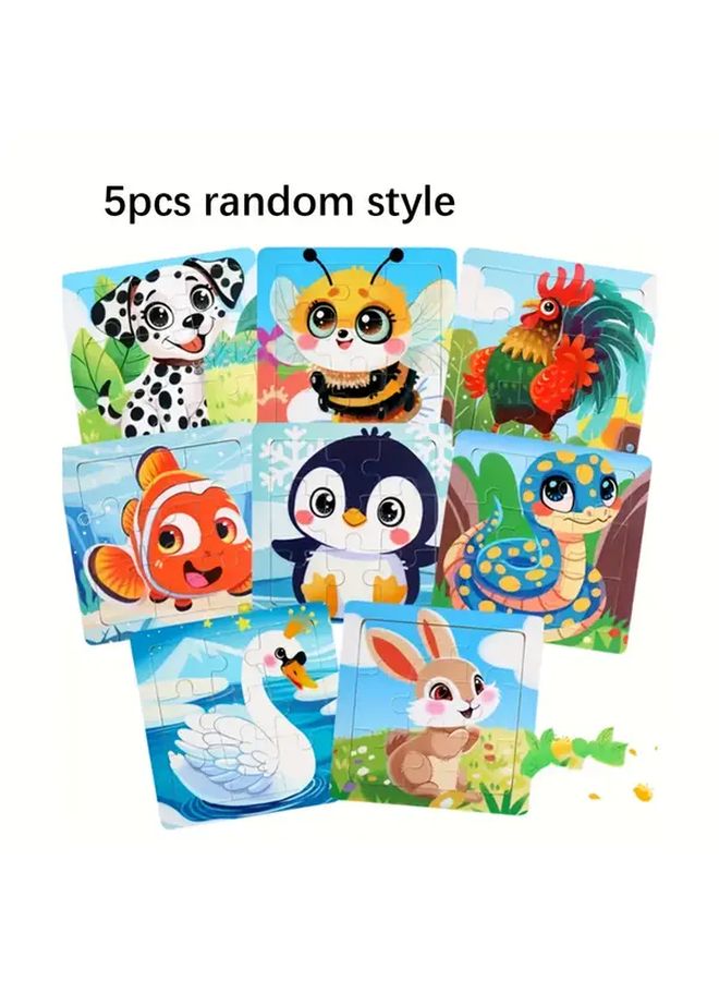5pcs Wooden Puzzle Farm Ocean Animals Educational Toy For Kids Motor Skills - Image 1