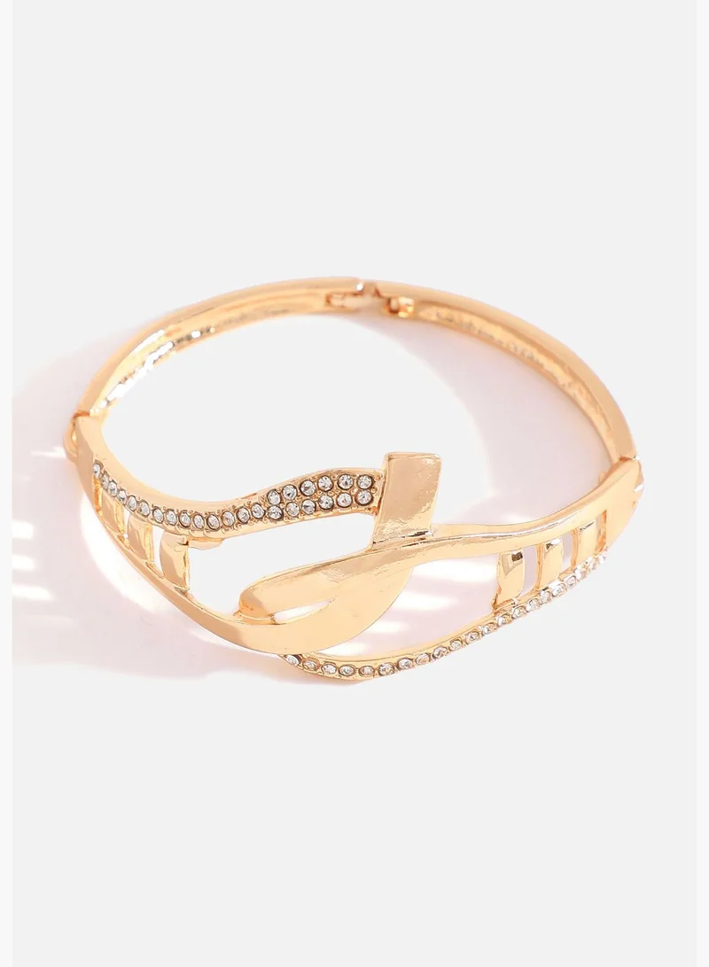 SOHI Gold Plated Designer Stone Necklace, Earring, Ring and Bracelet Set