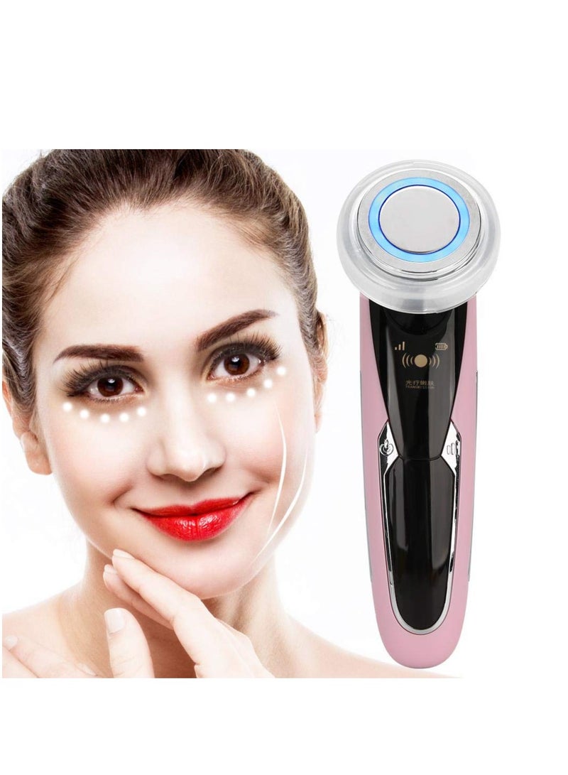 Facial Beauty Instrument, Face Skin Cleansing Rejuvenation Machine, Beauty Machine Face Lifting Instrument, Anti-Wrinkle Skin Care and Promoting Absorption of Cream, Pink - Image 1