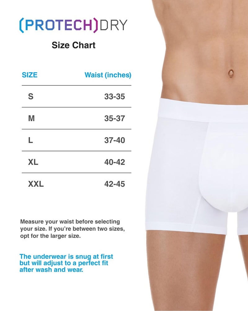 PROTECHDRY - Washable & Reusable Urinary Incontinence Cotton Boxer Brief Underwear for Men, White XX-Large - Image 3