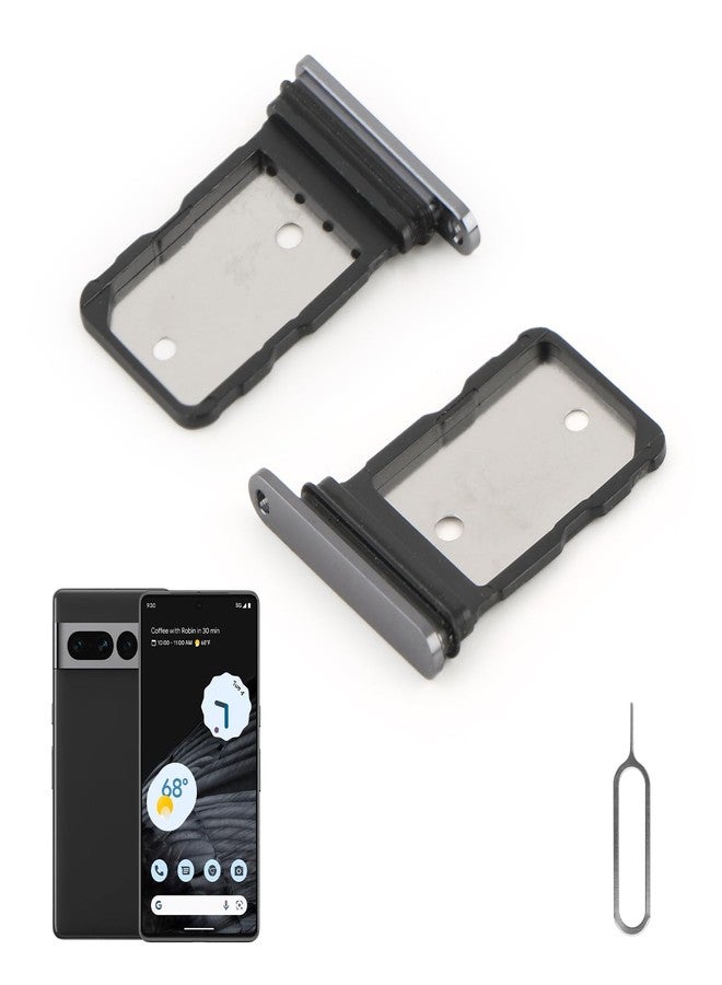 YWLRONG حامل بطاقة SIM 2PCS لجهاز Google Pixel 7 Pro بديل لفتحة بطاقة SIM لجهاز Google Pixel 7 Pro GP4BC GE2AE مع دبوس فتح الإخراج (أسود) - Image 1