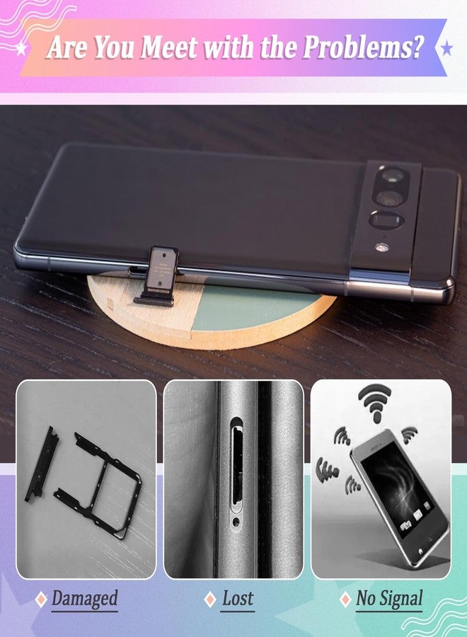 YWLRONG حامل بطاقة SIM 2PCS لجهاز Google Pixel 7 Pro بديل لفتحة بطاقة SIM لجهاز Google Pixel 7 Pro GP4BC GE2AE مع دبوس فتح الإخراج (أسود) - Image 2