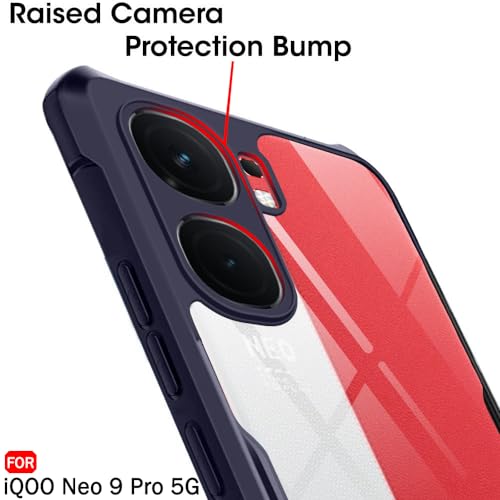 TheGiftKart Shockproof Crystal Clear Back Cover Case for iQOO Neo 9 Pro 5G | 360 Degree Protection | Protective Design | Transparent Back Cover Case for iQOO Neo9 Pro 5G (PC & TPU, Blue Bumper) - Image 5