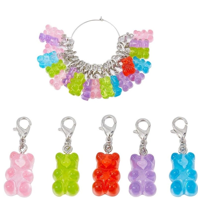 SUNNYCLUE 1 Box 30Pcs Stitch Markers Knitting Bear Stitch Marker Charms Knitting Markers Charm Cute Leverback Locking Stitch Marker for Knitting Weaving Sewing Needleworks Women DIY Crafts Gift - Image 3