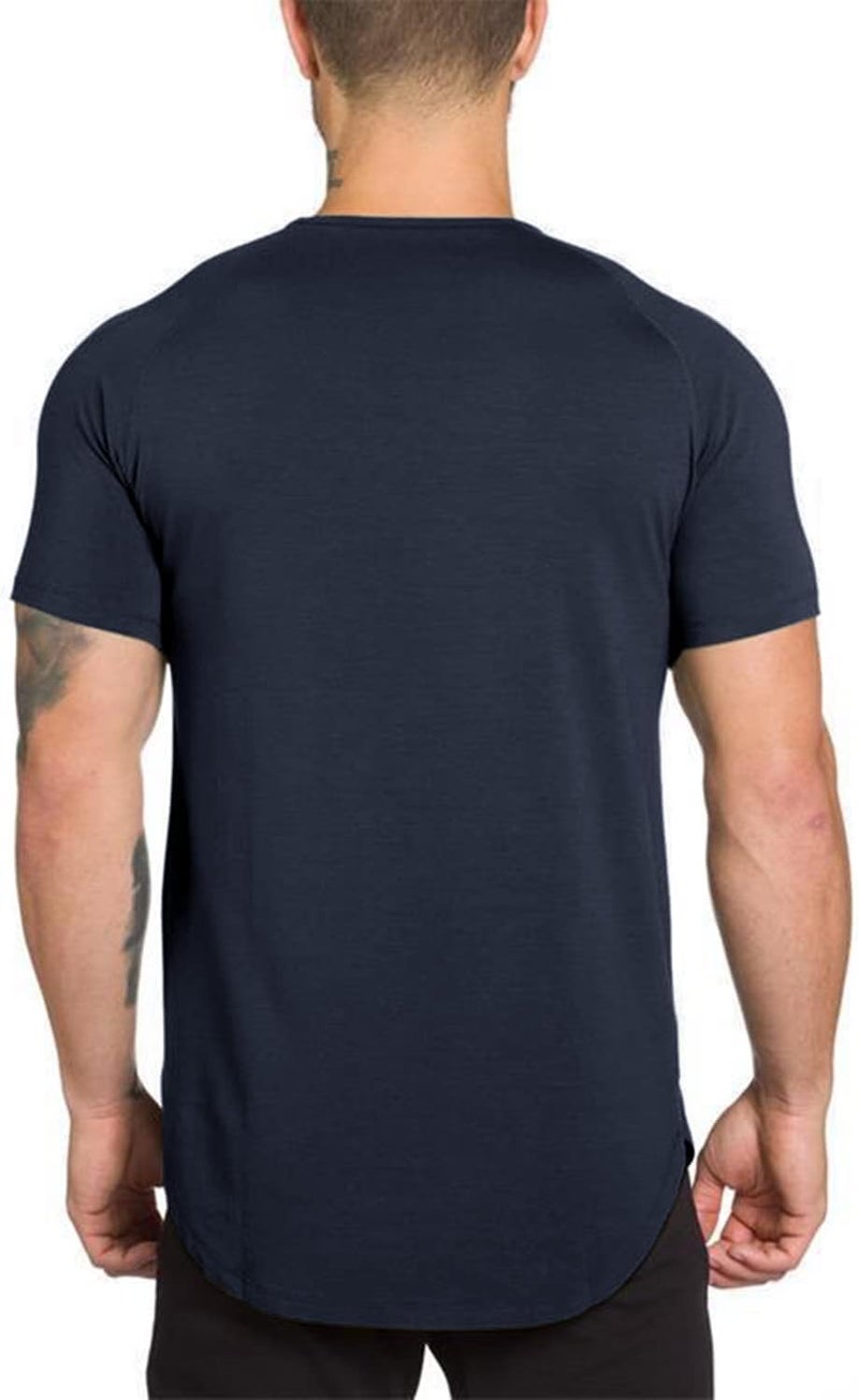 TEZO Mens Gym Workout Slim Fit Short Sleeve T-Shirt Cotton Performance Athletic Shirts Running Fitness Tee - Image 3