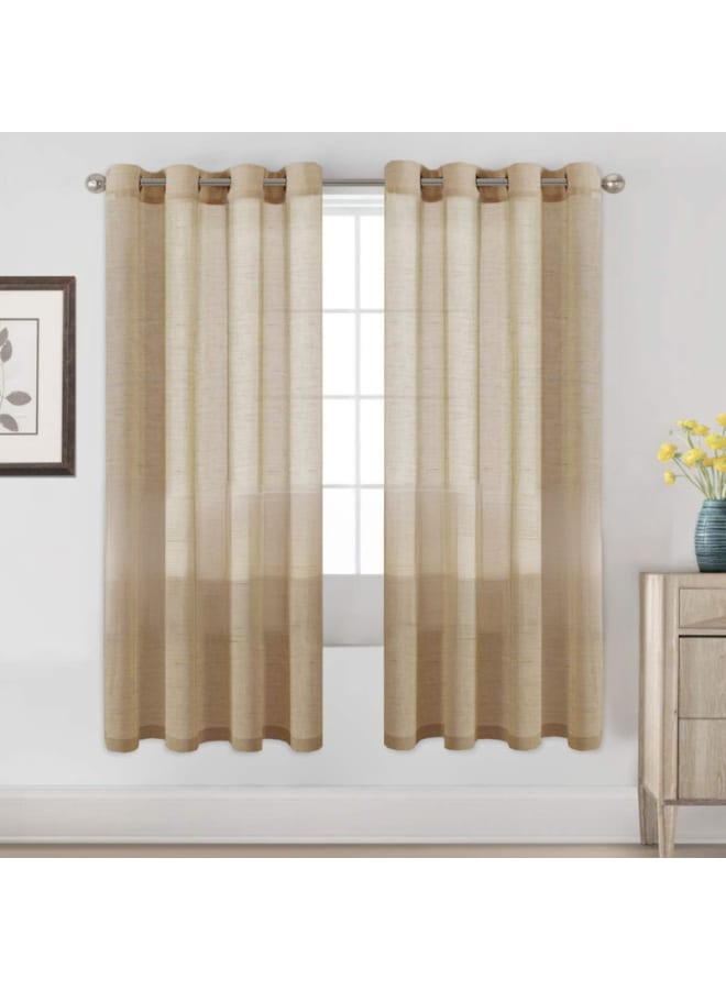  انتكس بيت الستائر ستائر كتان شفافة شبه شفافة - مظهر أنيق لغرف المعيشة وديكور المنزل - قماش خفيف الوزن مع حلقة فولاذية - قطعة واحدة - Image 1