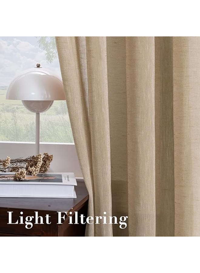  انتكس بيت الستائر ستائر كتان شفافة شبه شفافة - مظهر أنيق لغرف المعيشة وديكور المنزل - قماش خفيف الوزن مع حلقة فولاذية - قطعة واحدة - Image 2