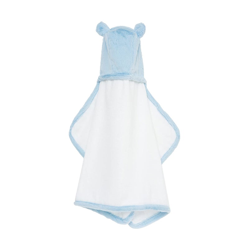 Little Giraffe Luxe Baby Towel with Ears, 24" x 41", Blue - Image 1