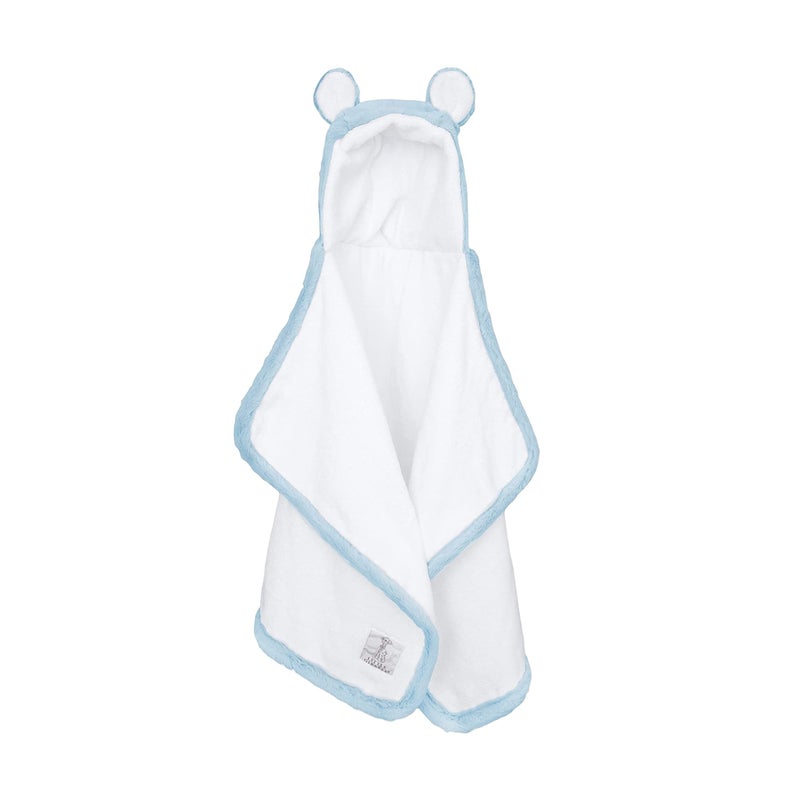 Little Giraffe Luxe Baby Towel with Ears, 24" x 41", Blue - Image 2