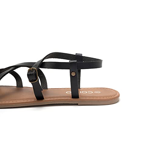 Colgo Women's Summer Strappy Flat Sandals, Adjustable Casual Fisherman Sandal with Open Toe Slingback Gladiator Sandals (9,New Black) - Image 2