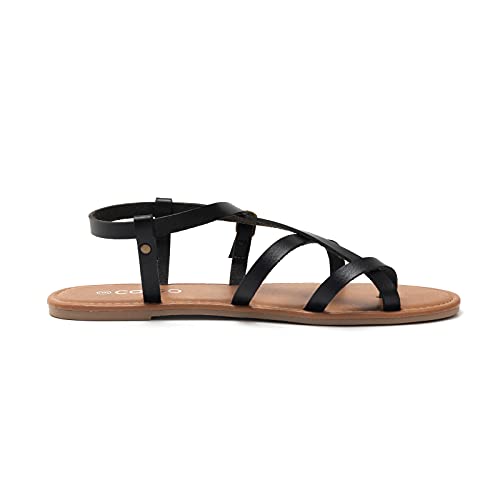 Colgo Women's Summer Strappy Flat Sandals, Adjustable Casual Fisherman Sandal with Open Toe Slingback Gladiator Sandals (9,New Black) - Image 3