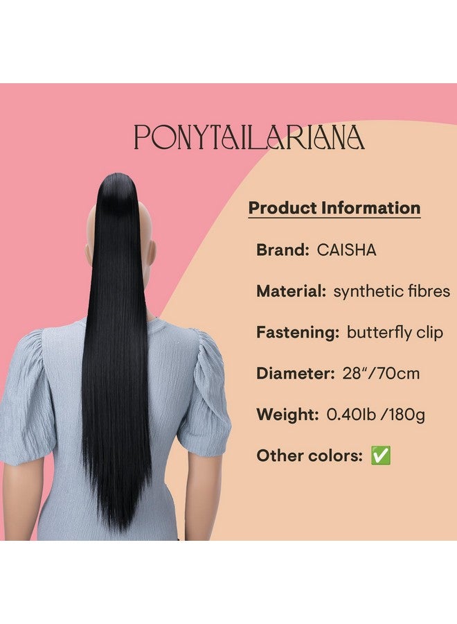 CAISHA 28 Extra Long Straight Ponytail Hairpiece Heatresistant Synthetic Fibres Black H74 - Image 2