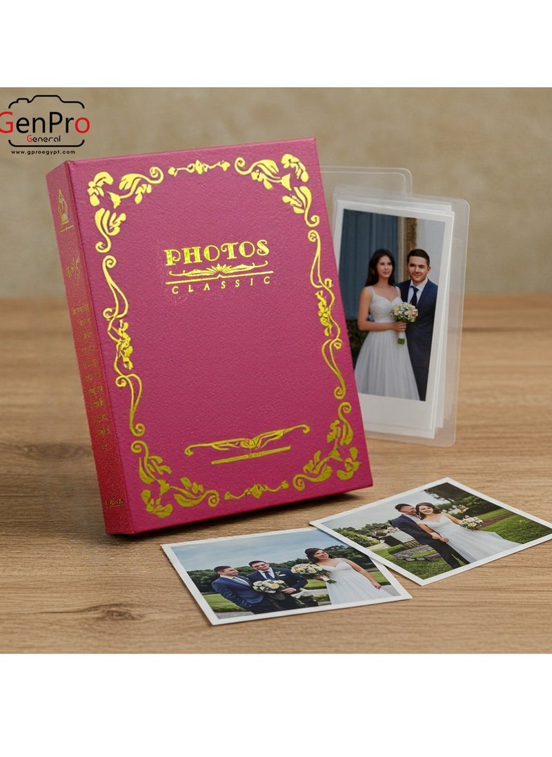 GenPro GenPro Premium Photo Album - Holds 100 Photos 10x15 cm with Elegant Gold Embossing (Red)  - Image 3