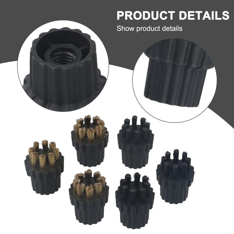 6Pcs Brass and Nylon Brush Head Replacement Kit for Steam Cleaner X5 X500 X700 - Image 5