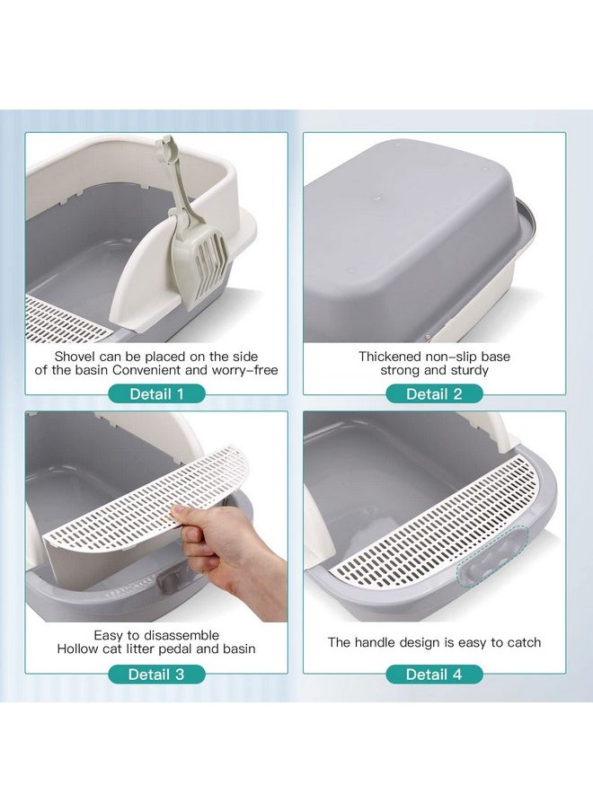 REHTRAD REHTRAD Cat Litter Box with Scoop, Cat Litter Tray Suitable for Kittens,Cat,Rabbit,Pet(Suitable for Pets Under 15kg) (Gray)  - Image 4