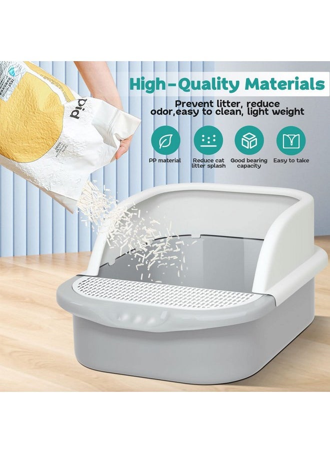 REHTRAD REHTRAD Cat Litter Box with Scoop, Cat Litter Tray Suitable for Kittens,Cat,Rabbit,Pet(Suitable for Pets Under 15kg) (Gray)  - Image 2