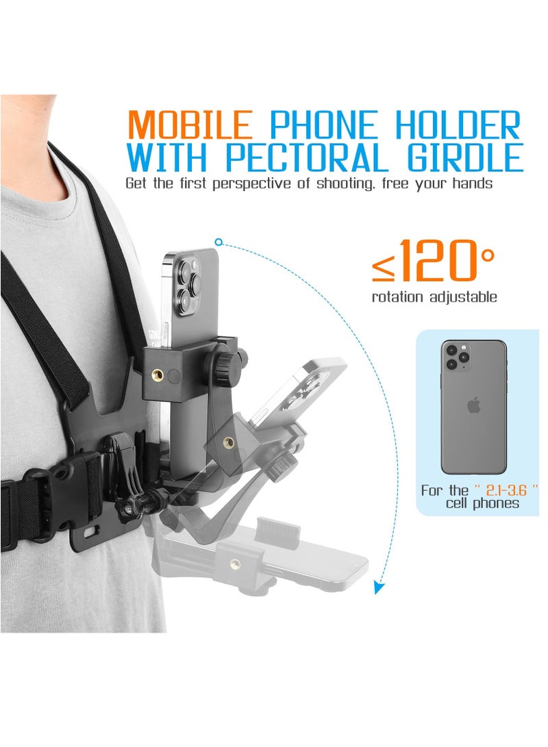 phomemo Mobile Phone Chest Mount Harness Strap Holder, Cell Phone Clip Action Camera for POV/VLOG  - Image 4
