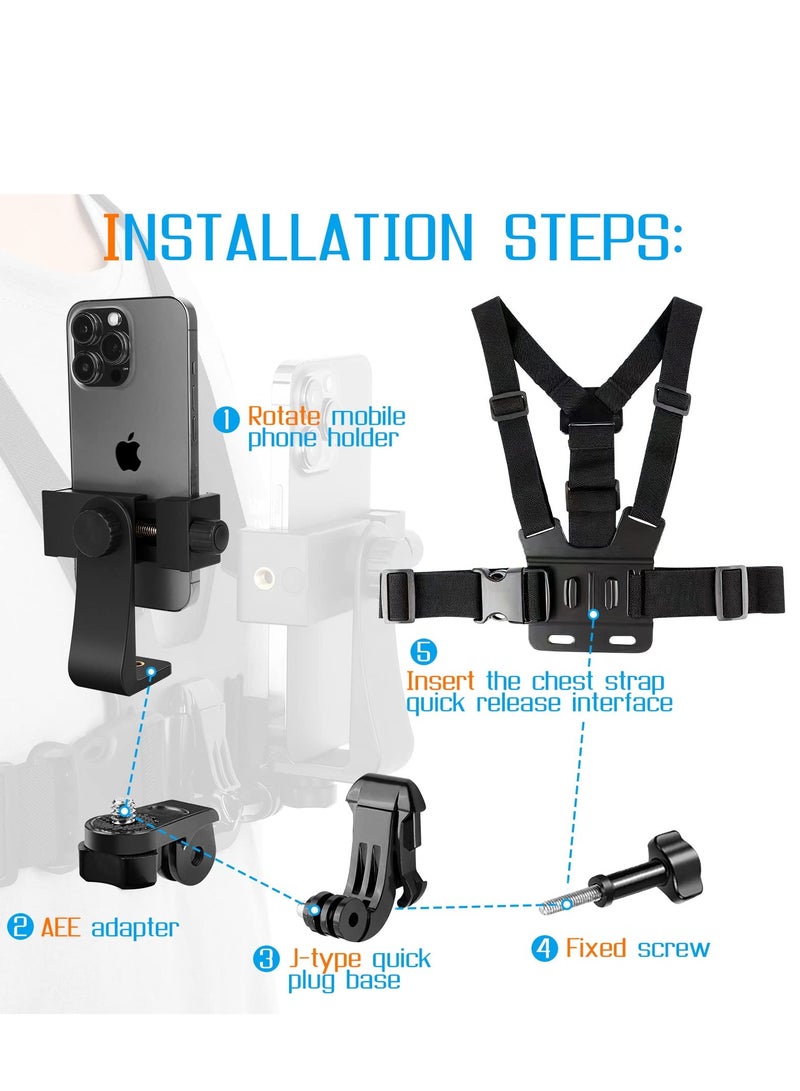 phomemo Mobile Phone Chest Mount Harness Strap Holder, Cell Phone Clip Action Camera for POV/VLOG  - Image 5