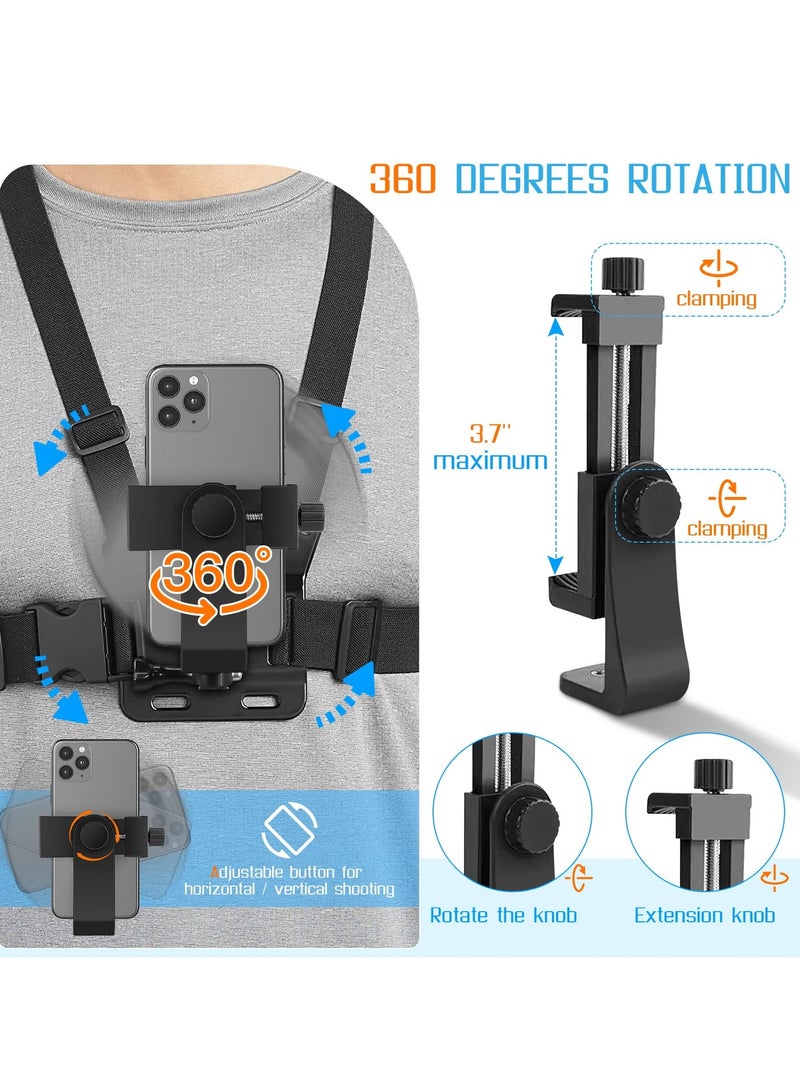 phomemo Mobile Phone Chest Mount Harness Strap Holder, Cell Phone Clip Action Camera for POV/VLOG  - Image 3