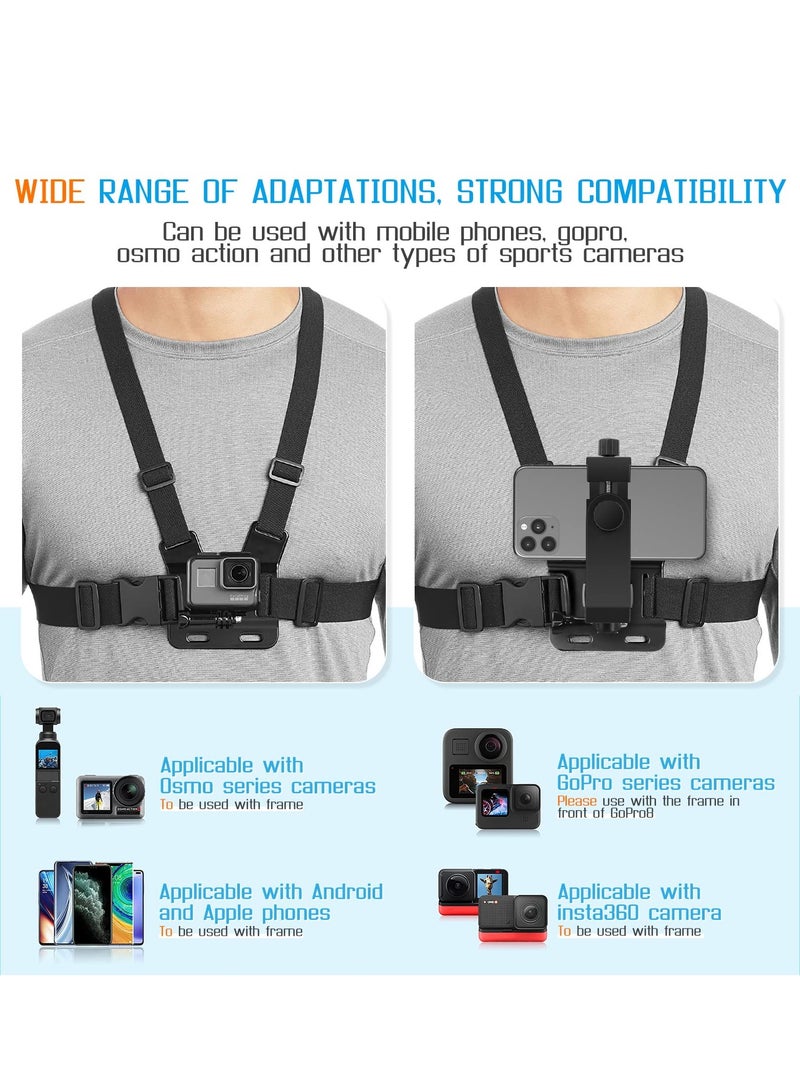 phomemo Mobile Phone Chest Mount Harness Strap Holder, Cell Phone Clip Action Camera for POV/VLOG  - Image 2