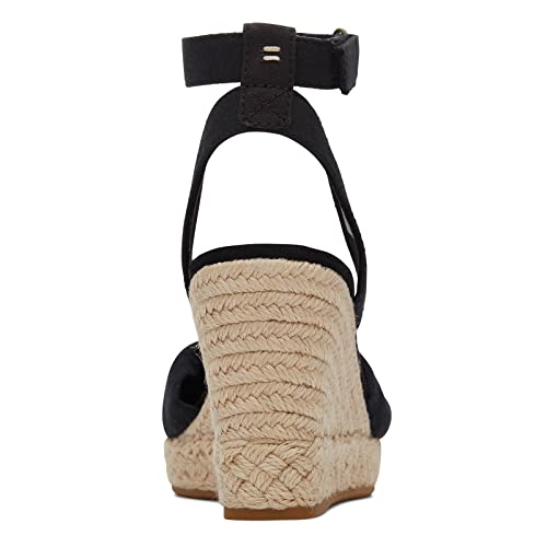 TOMS Women's Marisela Espadrille Wedge Sandal, Black Slubby Woven, 7.5 - Image 5
