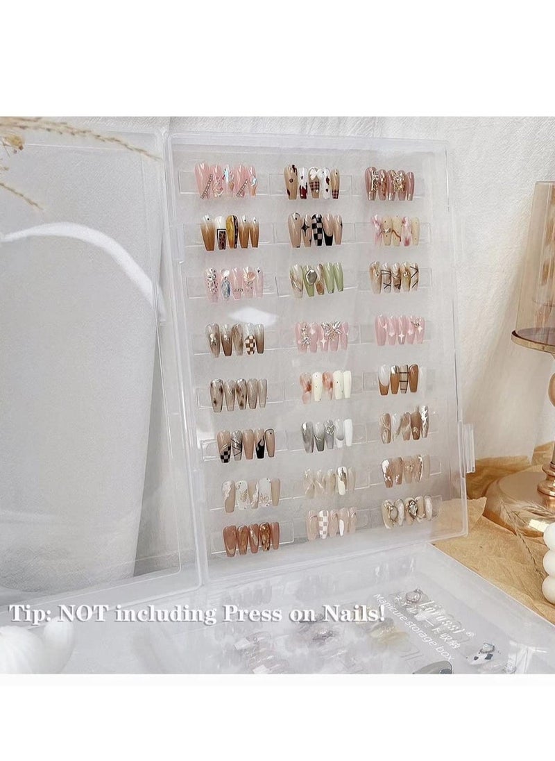 Clear Storage Box Set - Empty Press on Nails Packaging Box Set,Includes 50 Acrylic Display Stands and 10m Double-Sided Tape,Can Be Used to Store and Store Personal Items