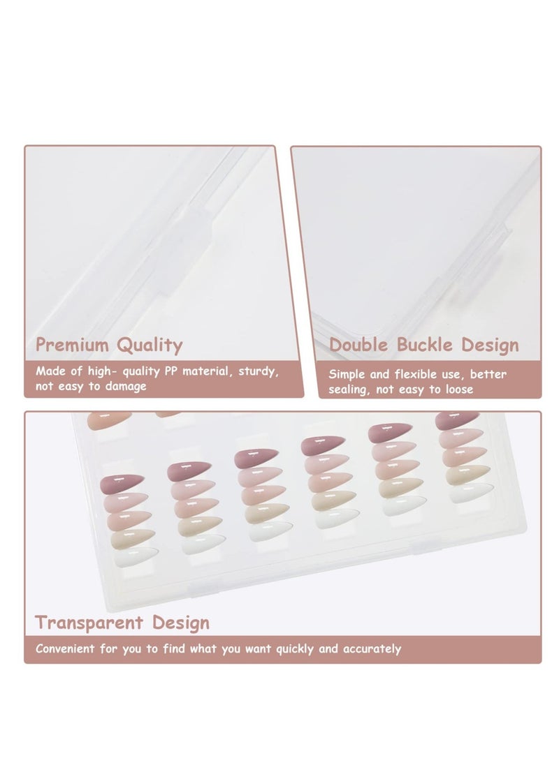 Clear Storage Box Set - Empty Press on Nails Packaging Box Set,Includes 50 Acrylic Display Stands and 10m Double-Sided Tape,Can Be Used to Store and Store Personal Items