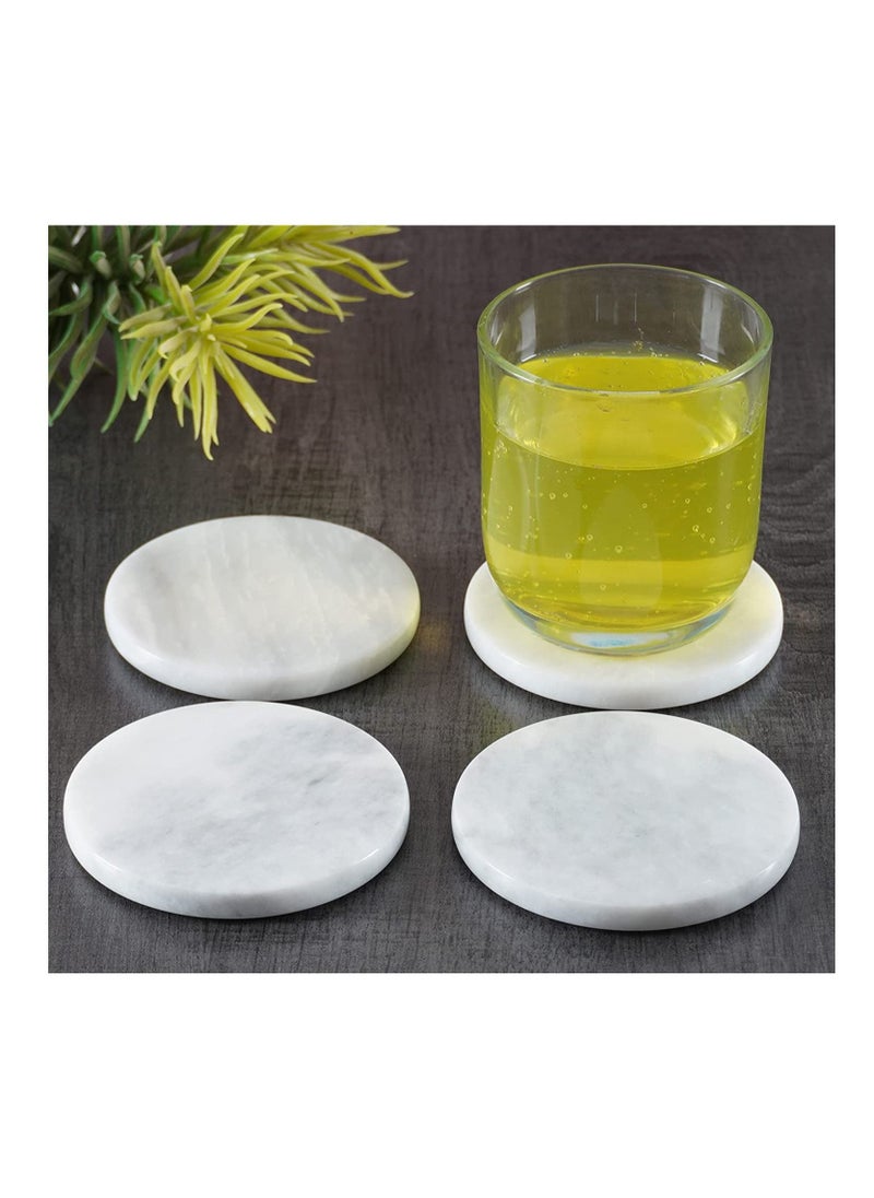 RADICALn Coaster Set of 6 White Handmade Marble Coffee Office Round Coasters Set Kitchen Table Décor  - Image 5