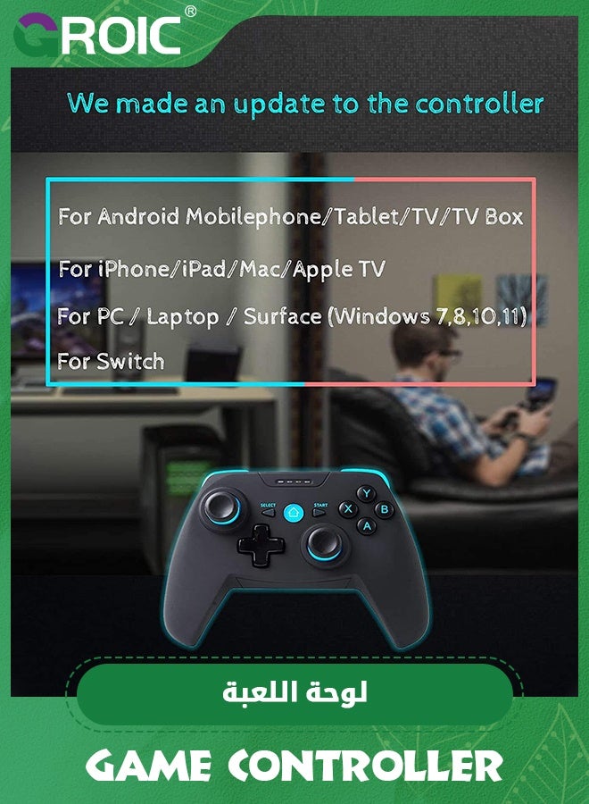 GROIC Wireless Programmable Game Controller Professional Gamepad for Phone/ Tablet/ PC/ PS/ VR/ TV/ Switch/ Drone etc., Gamepad Joystick Compatible with iPhone/ iOS/ Android/ Windows (Professional Gamepad)  - Image 4