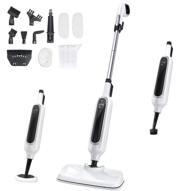 Rvwsx 12-in-1 Steam Mop, Detachable Handheld Steam Cleaner for Home, 23FT Cord, 3 Steam Modes & LED Display, Steam Mops for Floor Cleaning, Bathroom, Windows, Sofas, Clothes, Tile Grout, Carpets, Furniture - Image 1