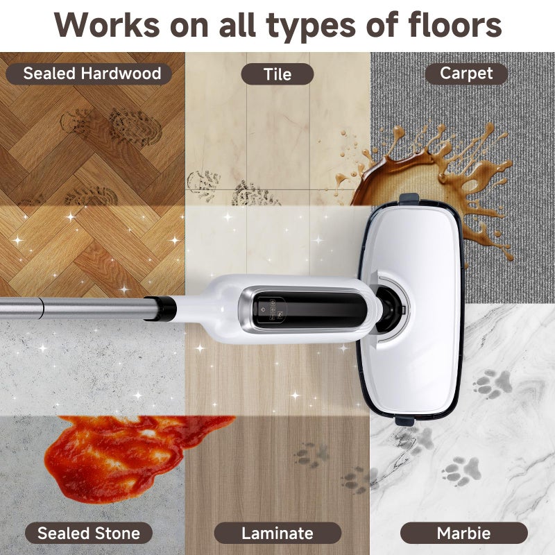 Rvwsx 12-in-1 Steam Mop, Detachable Handheld Steam Cleaner for Home, 23FT Cord, 3 Steam Modes & LED Display, Steam Mops for Floor Cleaning, Bathroom, Windows, Sofas, Clothes, Tile Grout, Carpets, Furniture - Image 5