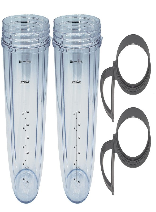 Blendin Replacement 32 Ounce Cup with Handled Lip Ring, Compatible with Nutribullet 600W, 900W, NB-101B, NB-101S, NB-201, NBR-0601, NBR-1201, NB9-1301, 900 Pro Series Blenders, 2 Pack Extra Large - Image 3