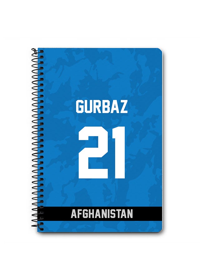 Stylizedd Designer A5 Spiral Notebook Memo Notepad Journal Player - Rahmanullah Gurbaz, Jersey Number -21 - Image 1