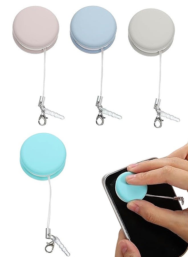 مجموعة منظف شاشة ماكارون مكونة من 4 قطع: مناديل تنظيف الهاتف ماكارون، منظف شاشة الهاتف المحمول - فرشاة ناعمة ومنديل للهاتف والأجهزة اللوحية والنظارات، تصميم حبل لطيف لسهولة الحمل - Image 1