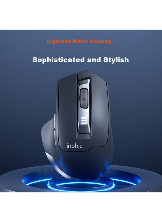 Inphic M9 Wireless Rechargeable Ergonomic Office Portable Light Pen Notebook Desktop Computer Gaming Universal 2.4g Deep Gray - Image 3